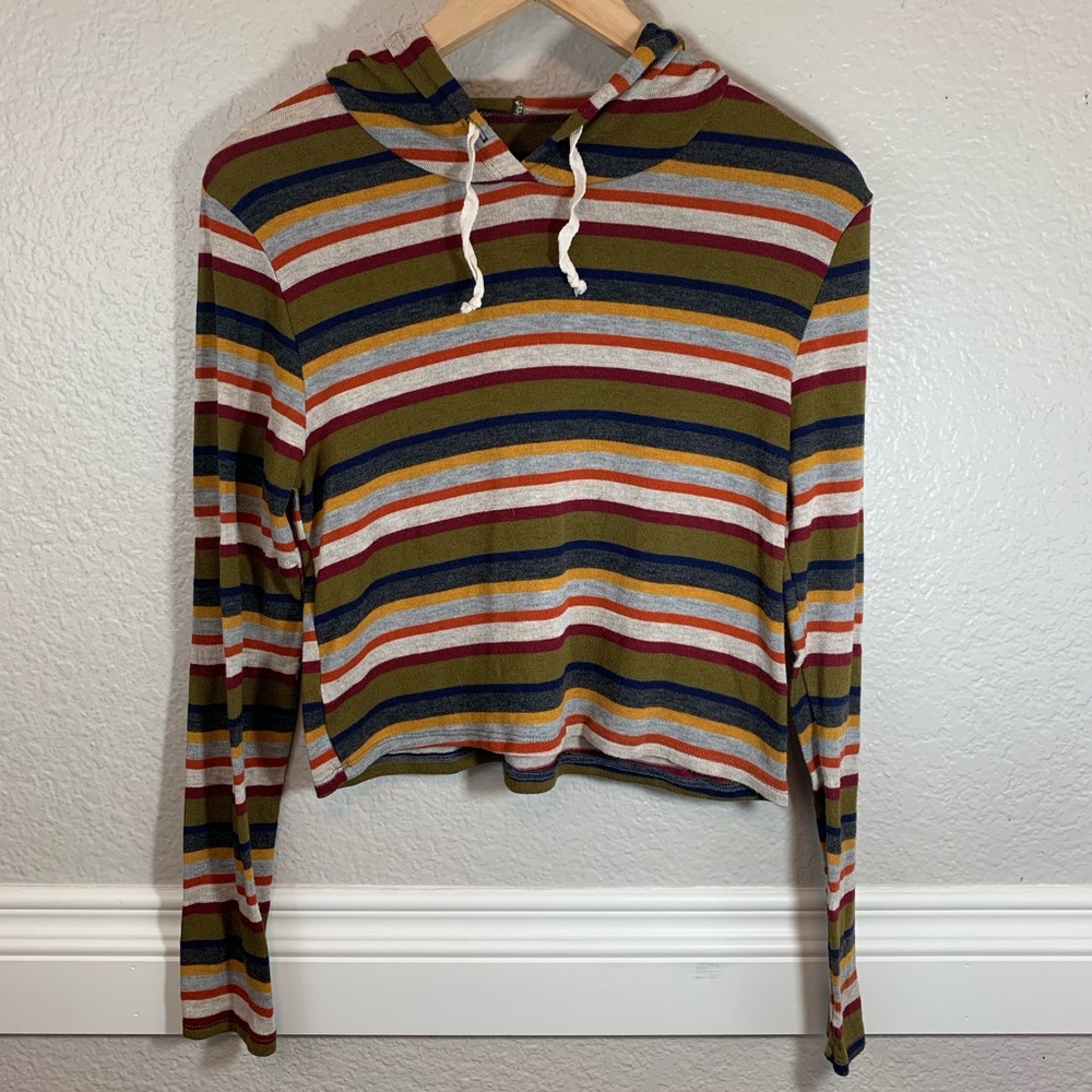 Striped Crop Thin Long Sleeve